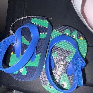 Old Navy Kids Blue Dinosaur Flip Flops